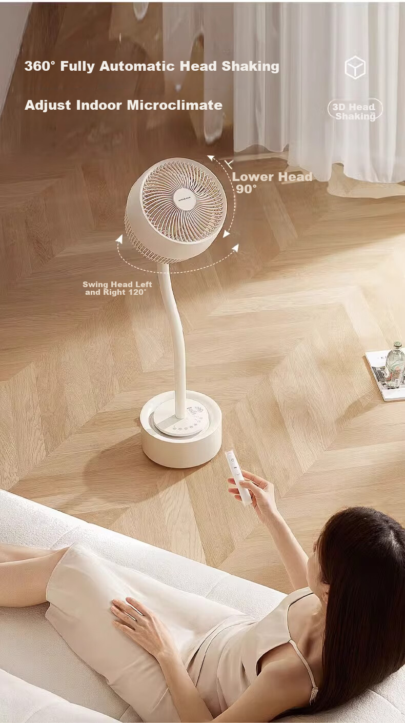 Amadana Japanese Three-Head Air Circulation Fan C8 Electric Fan Floor Fan Standing Home Quiet Remote Control Household Turbine Fan High Air Volume 3 Multi-Head Electric Fan First-Class Energy Efficiency 3