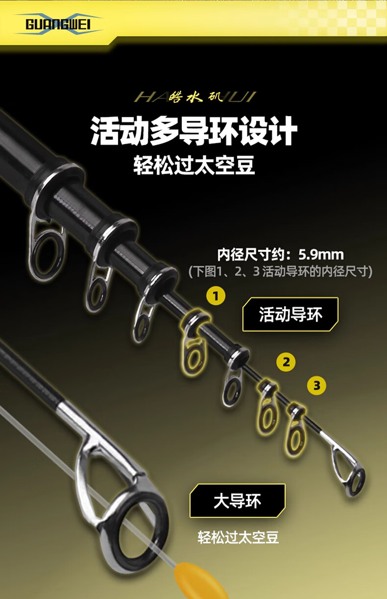 GW 3.9m No. 3 Haoshui Rock Fishing Float Rod with Large Guide Rings, Suitable for Both Hand And Sea Fishing, Rock Fishing Rod, Fishing Tackle 3
