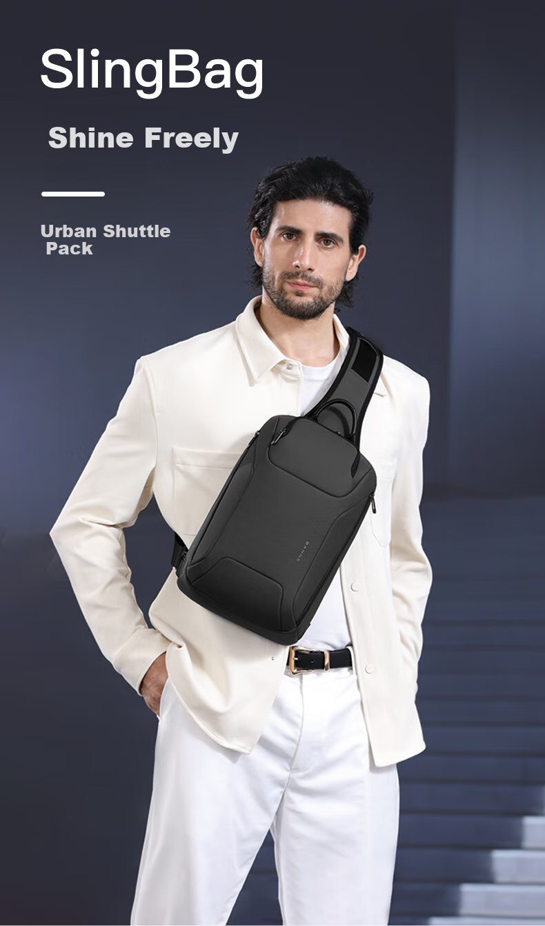 Bange Business Casual Chest Bag, Large Capacity Crossbody Bag, IPad Tablet Bag, Multifunctional Commuter Shoulder Bag for Men, 8031 Black 1
