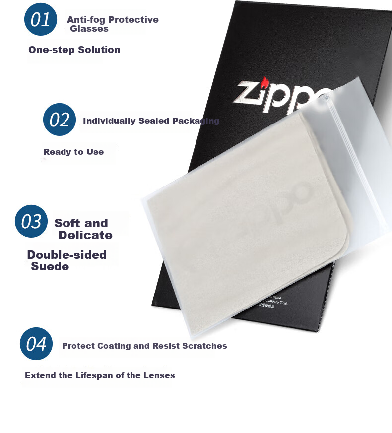 ZIPPO American Treasure Anti-Fog Glasses Cloth Suede Ultra-Large Nano Anti-Fog Dry-Style Long-Lasting Odorless Helmet Protective Goggles 10