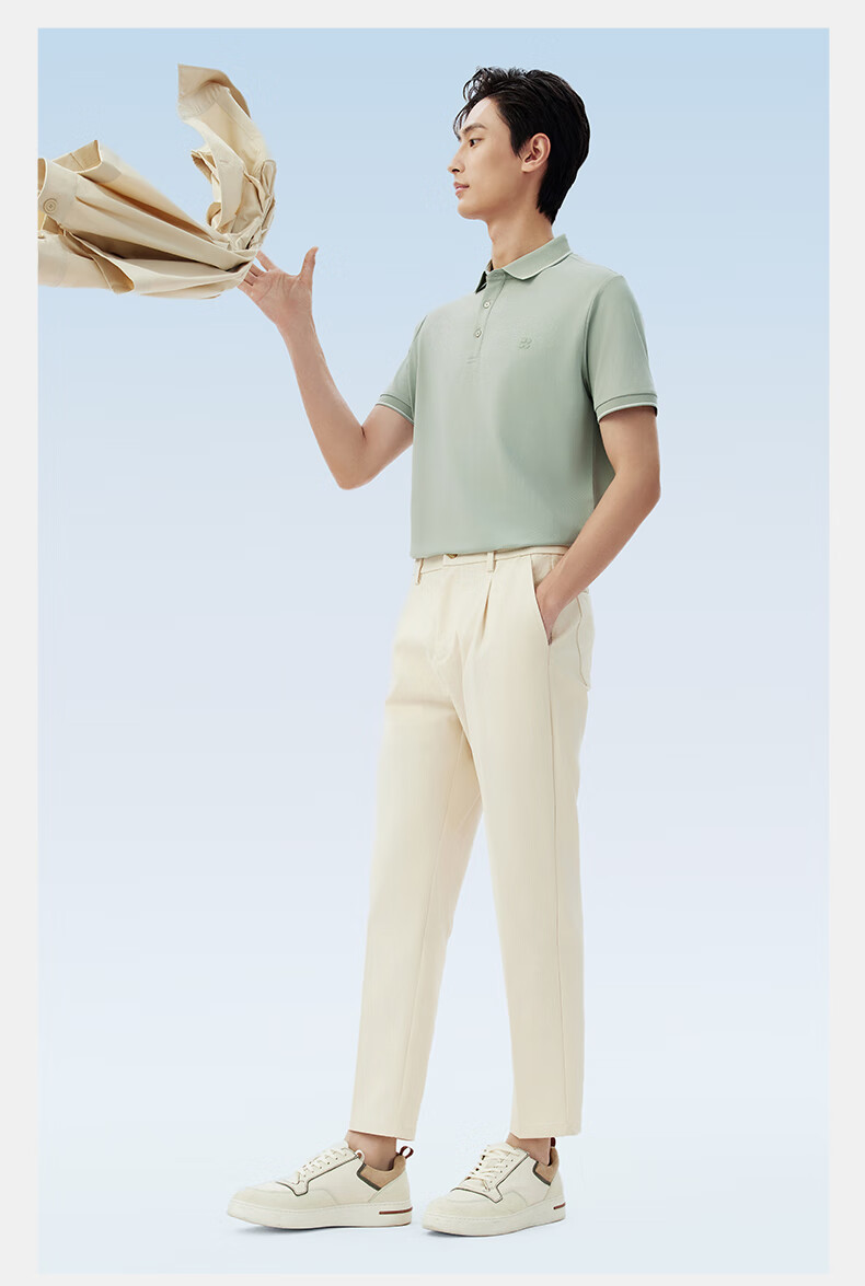 Hodo [Lin Gengxin's Style] Modal Silk Short-Sleeve Cool-Feeling Antibacterial Polo Shirt, Turn-Down Collar T-Shirt 36