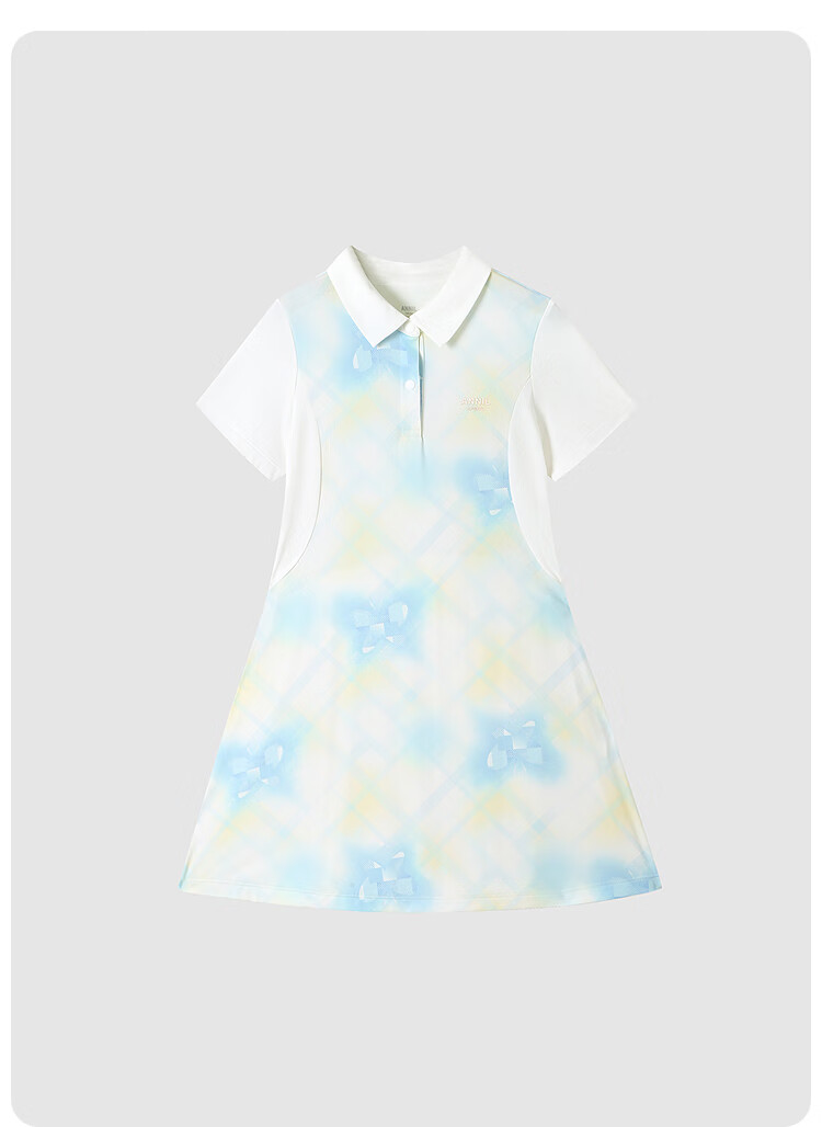 Annil Girls' Short-Sleeve Sun Protection Dress, New Summer 2025 Style, Yellow And Blue Floral Pattern, Size 150 2