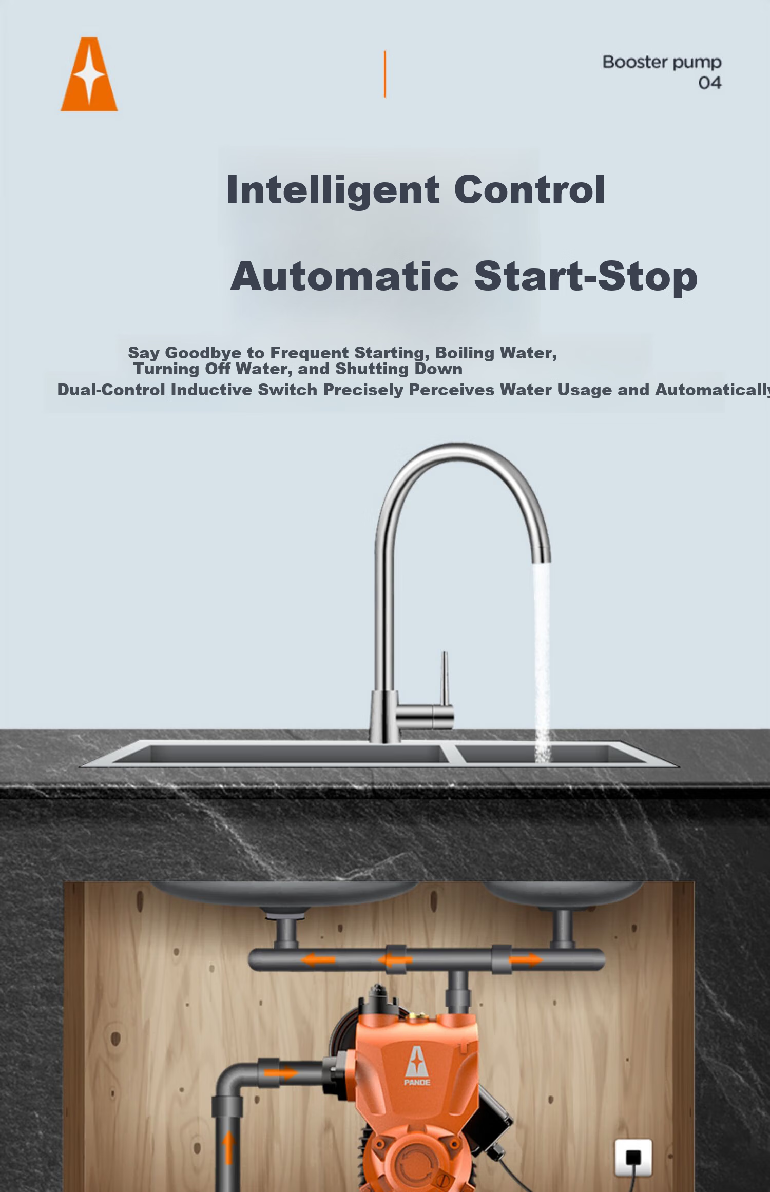 PUANGD Booster Pump, Household Self-Priming Pump, No Adjustment Required, Pressure Boosting Pump for Water Heater And Tap Water Pipeline, Fully Automatic Water Pump 7