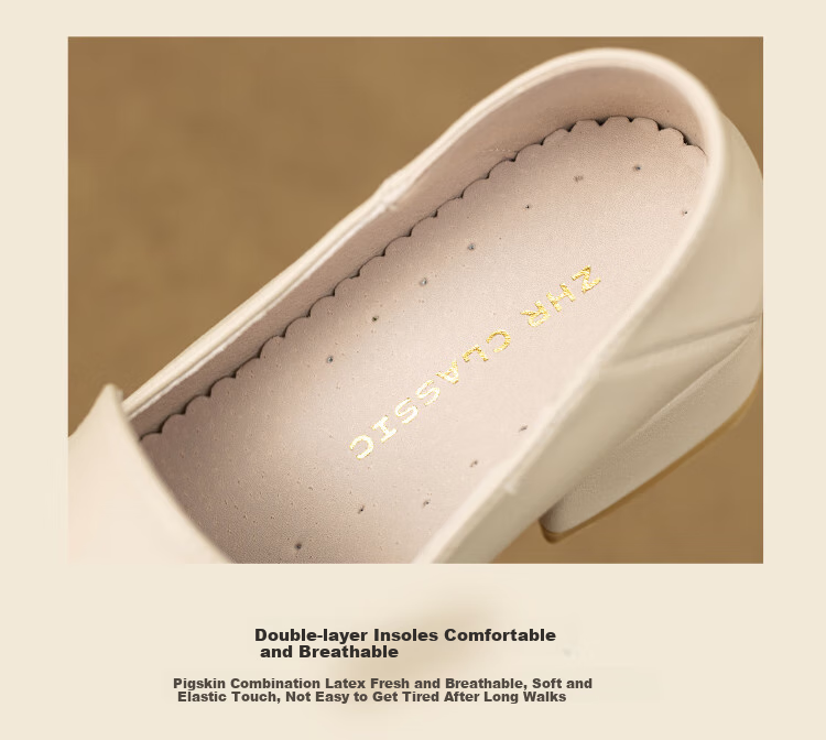 ZHR High Heels for Women, 2026 New Style Women's Shoes, Pearl Buckle Loafers, Women's Commuter Leather Shoes, Two-Way Wear K170 Beige 36 8