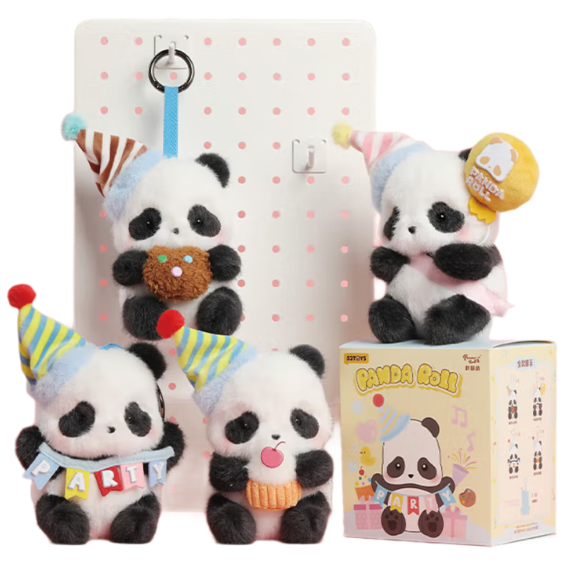 52TOYS Panda Roll Pandaren Party Series Plush Blind Box Dolls, Full Box of 4, Mid-Autumn Festival Gift