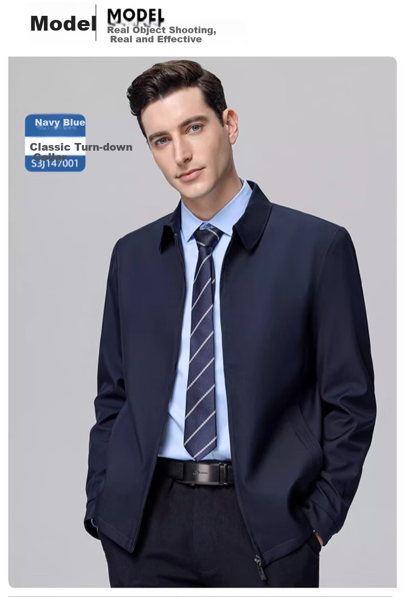 ROMON Lapel Jacket for Men, Spring Season Middle-Aged And Elderly Cadre Outfit, Business Casual Dad Wear JK001 Khaki 2XL 11