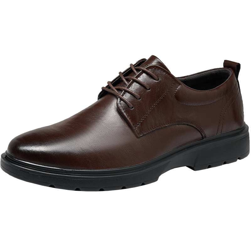 HLA Men's Leather Shoes, Business Casual Formal Derby Shoes HAAPXM1EBH077, Brown, Size 40