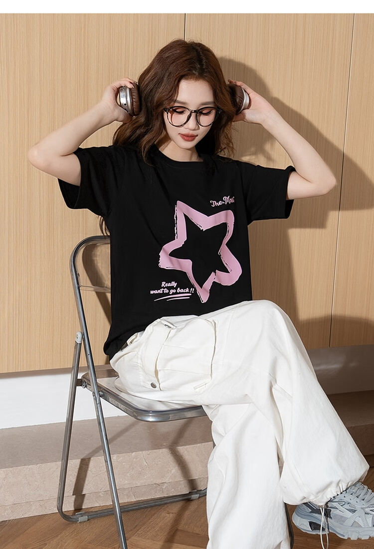 TonLion , 2026 Summer Women's Fashion Trendy Front Chest Print Short-Sleeve T-Shirt 7