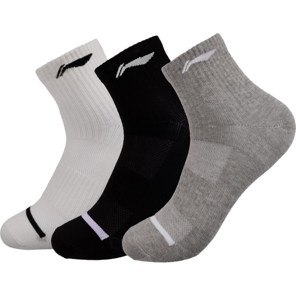 Li-Ning Sports Socks 3 Pairs Cotton Running Badminton Basketball Socks Unisex Odor-Resistant Sweat-Absorbing Everyday Socks