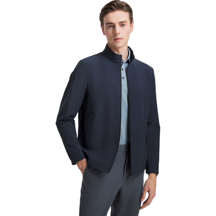 YOUNGOR 26 New Business Stand Collar Stretch Comfortable Breathable Short Jacket Navy Blue 2XL (185/104A)