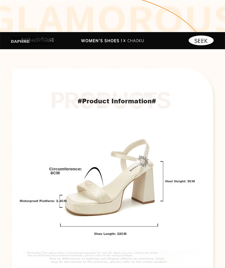 DAPHNE Chunky High Heels for Women, Summer Elegant Versatile Petite Height-Increasing Ankle Strap Sandals, Black, Size 36 2