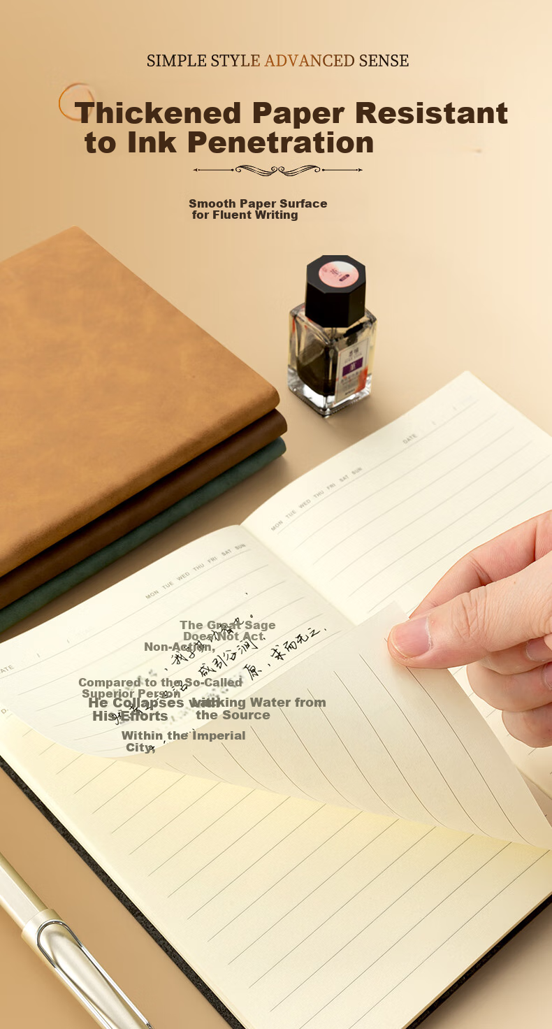 M&G Stationery A5/120 Sheets Meeting Record Sheepskin Leather Cover Notebook, Thick Office Notepad, Business Journal, Gray Single Book APNFC011 5