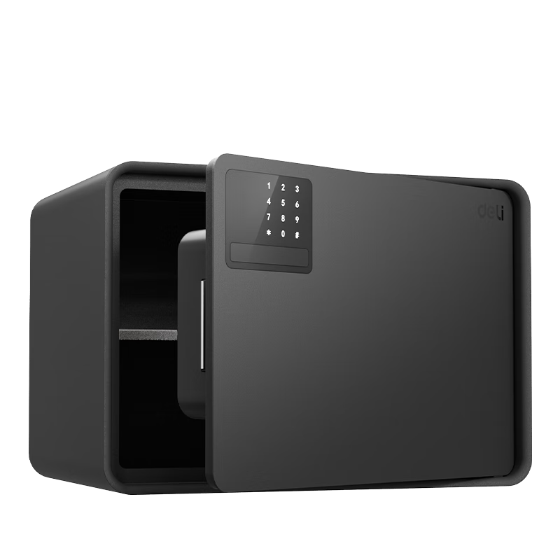 Deli Safe, 2026 Best-Selling Home Security Box, Premium 25cm Password Lock Small Storage Box, Anti-Theft Money Canister for Home Use, Automatic Door Opening, AE223 Black