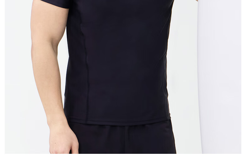 Keep Men's Swimwear, Hot Spring Short-Sleeve Solid Color High-Elastic Swimsuit, Quick-Dry Surfing Suit, 1291 Black, 3XL 7