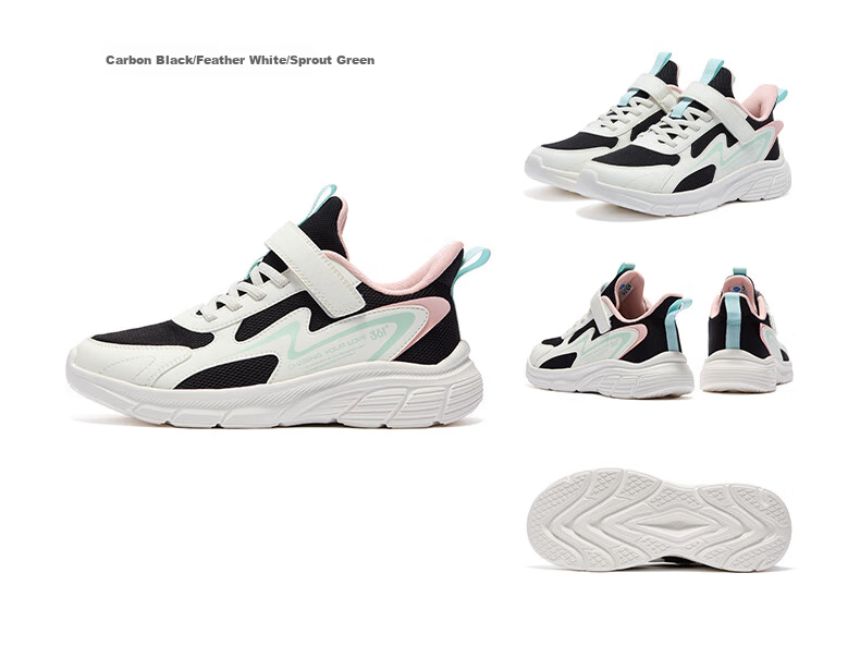 361° Children's Shoes, Kids' Running Shoes, Fall 2025, for Boys And Girls Aged 3-14, Shock-Absorbing School Sports Shoes, Black, Size 39 29