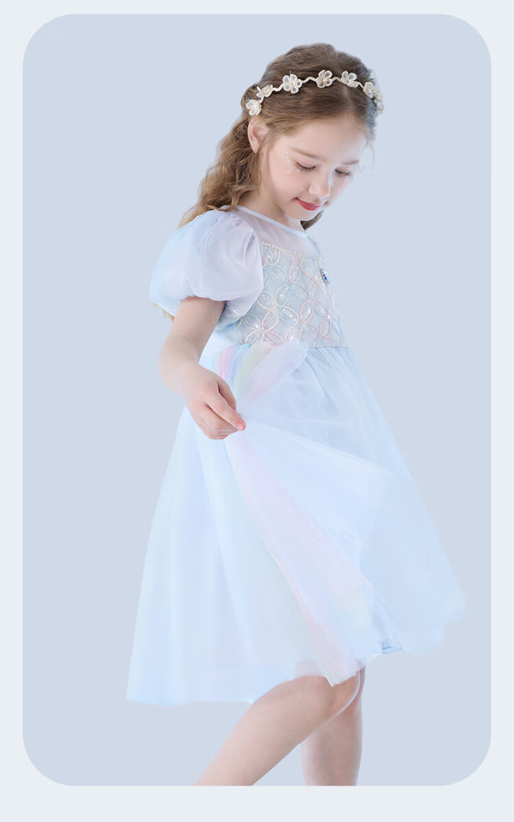 Disney Girls' Dress, Children's Summer Dress, New Elsa Princess Dress, Stylish Puffy Tulle Skirt, 84016 Blue, Size 110 7