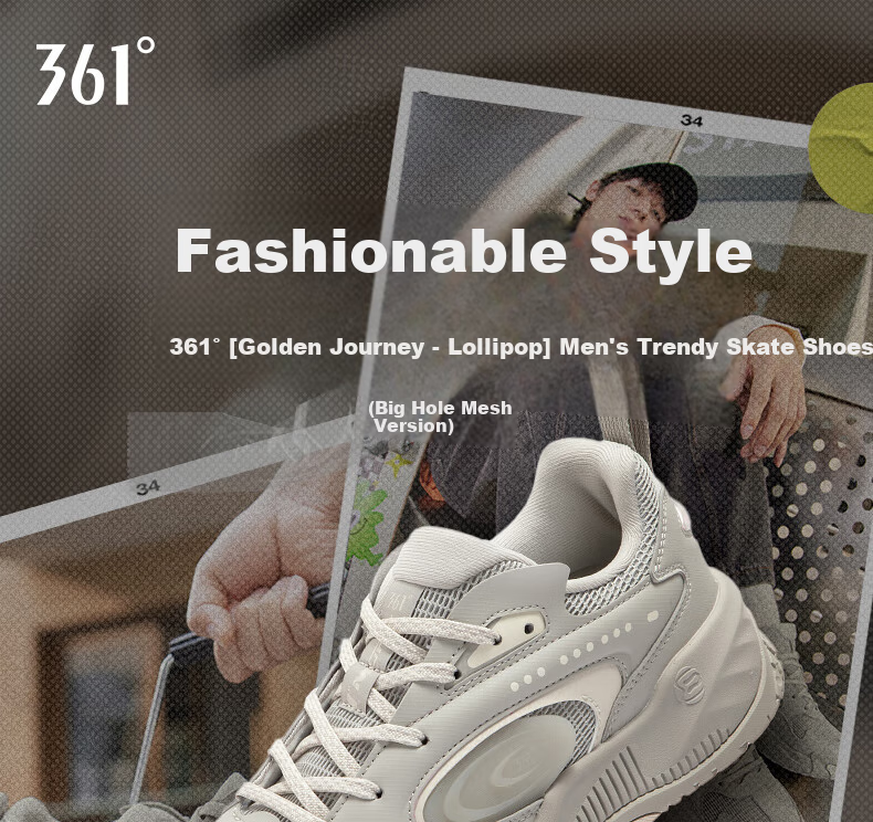 361° Men's Sneakers, Spring And Summer Mesh Leather Low-Top Sports Shoes, Classic Thick-Soled Casual Dad Shoes, 672516622-2 1