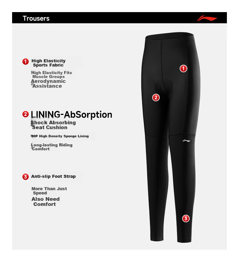 Li-Ning Cycling Shorts for Men, Spring And Summer Cycling Wear, Long Pants for Road Bikes And Mountain Bikes, Lightweight Professional Cycling Gear 9