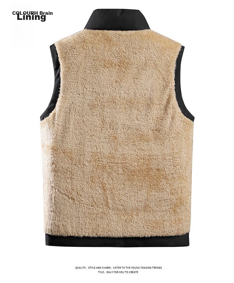 JEEP SPIRIT Men's Sleeveless Cotton Vest for Autumn And Winter, Warm Loose-Fitting Stylish Couple's Top, Black, Size L 10