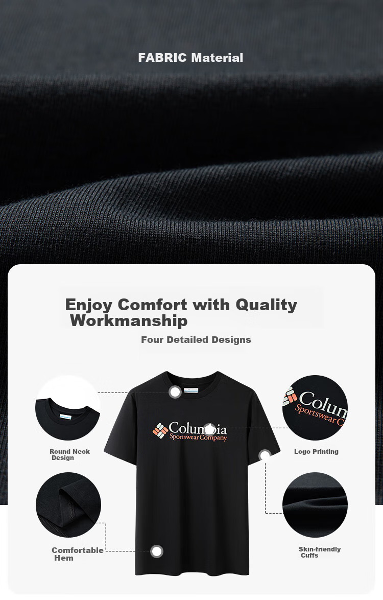 Columbia Men's T-Shirt 26 Spring Summer Outdoor Casual Sports Comfortable Cotton Breathable Short Sleeve AE8963 011 4