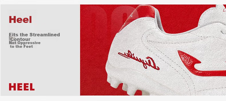 JOMA Kangaroo Leather Soccer Shoes for Men, MG Short Studs, Adult And Youth Professional Competition Football Training Shoes, White And Red, Size 40.5 5