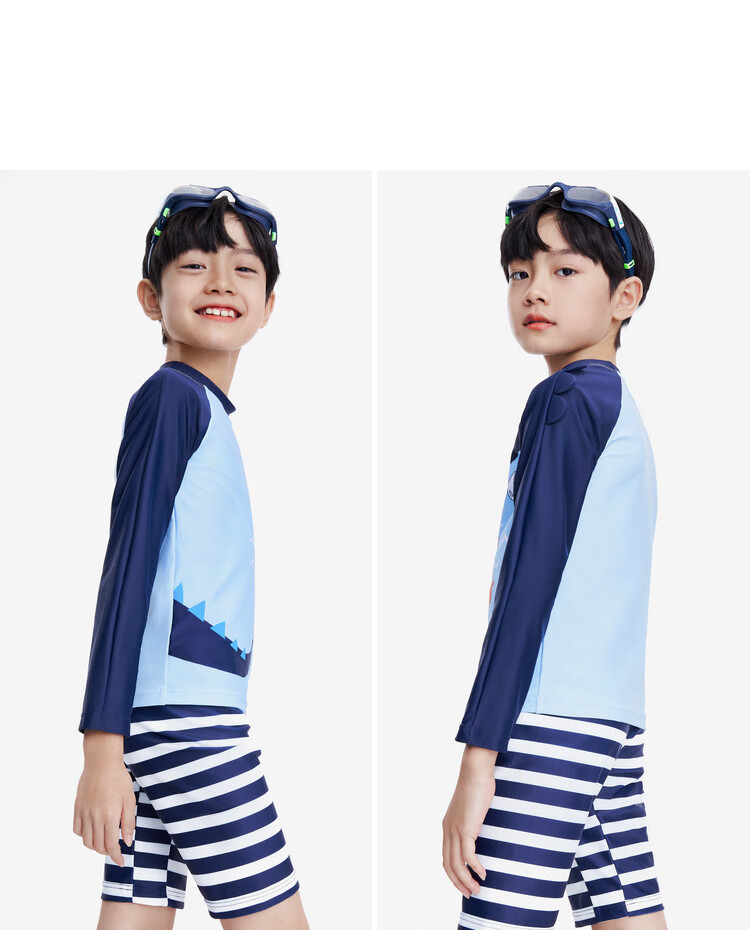 Annil Boys' Two-Piece Swimsuit Set, Summer 2023, Cyan Blue, Size 150 9