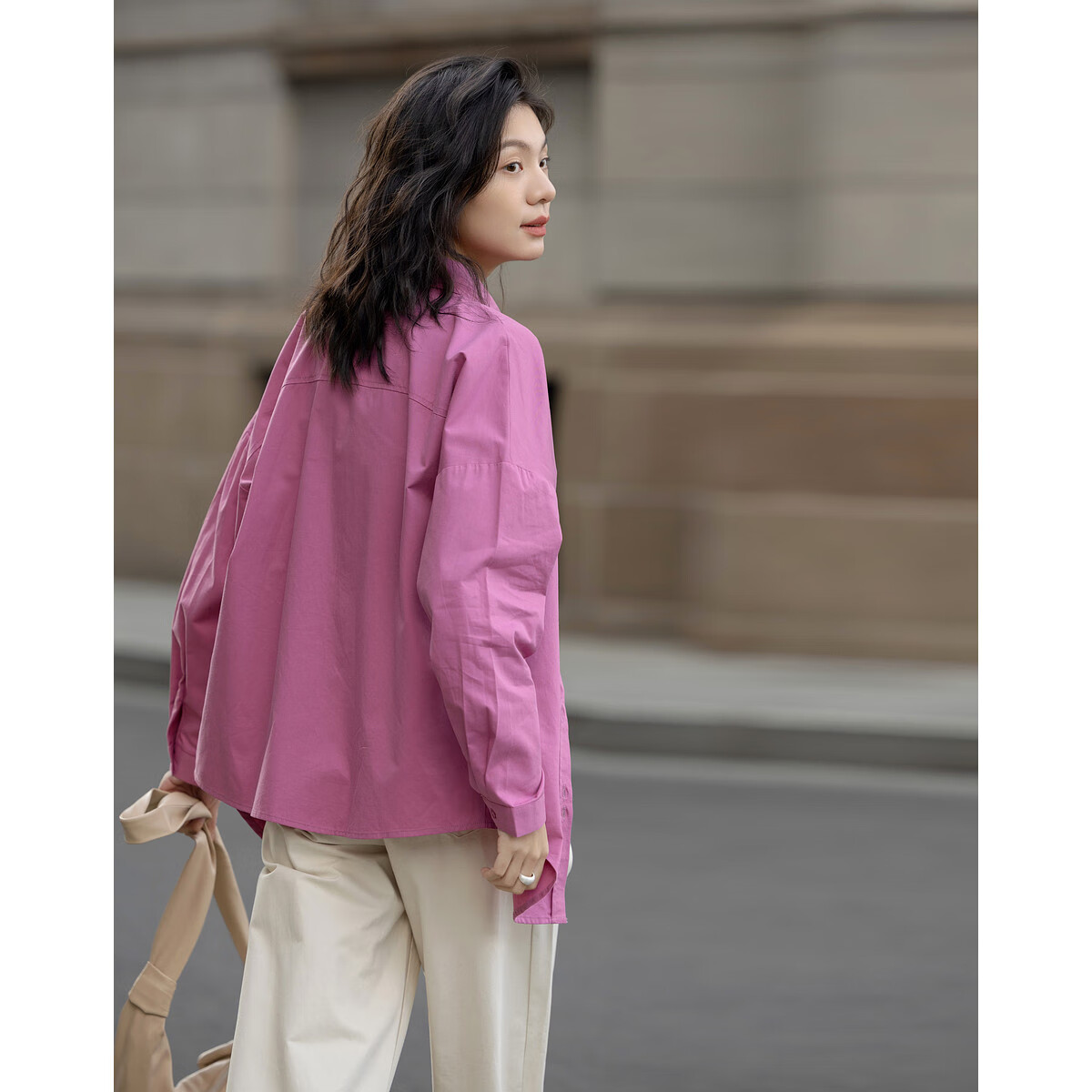 Dme [Chunmian Island] Spring Japanese-Style Retro Simple Lapel Shirt, Comfortable Loose-Fitting Concealing Blouse, Women's Top