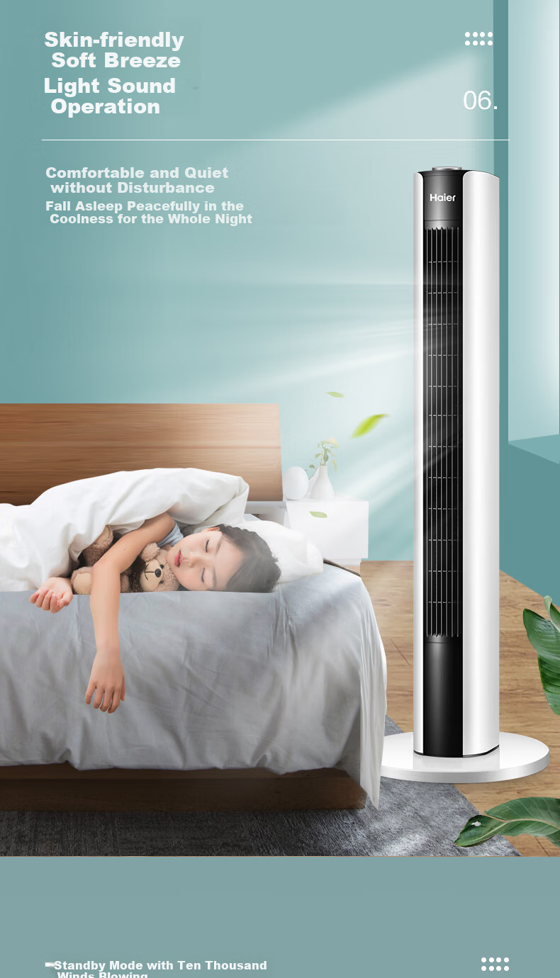 Haier Tower Fan, Home Electric Fan, Quiet Energy-Saving Bladeless Fan, High Air Volume Electric Fan, Soft Wind, Heightened Floor Fan, Living Room Bedroom Large Area Oscillating Standing Fan FZJ1102A 10