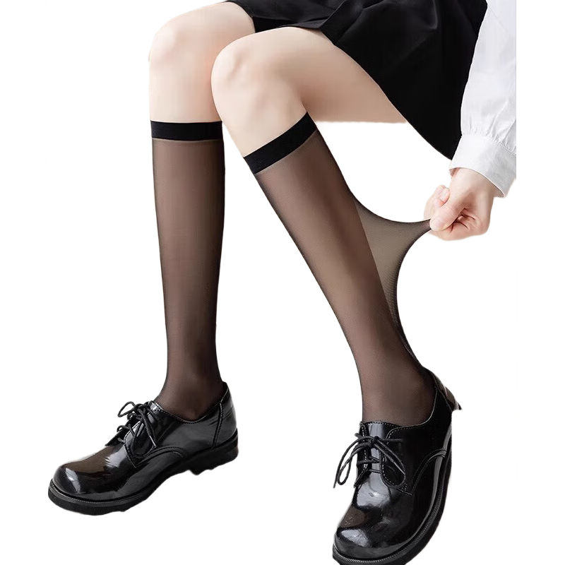 LangSha Silk Stockings for Women, Mid-Calf Length, Short Style, Ultra-Thin, Anti-Snagging, Flesh-Colored, Mid-Length Stockings, Base Layer Socks