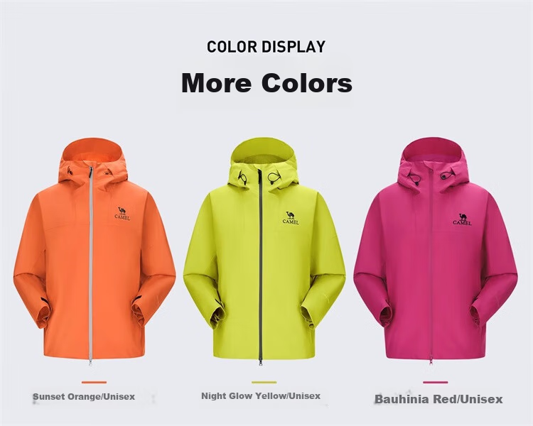 CAMEL [Wang Junkai's Choice], Outdoor Rain God Windbreaker Jacket for Men And Women, Hard Shell, Heavy Rain Level Windproof Waterproof Coat 16