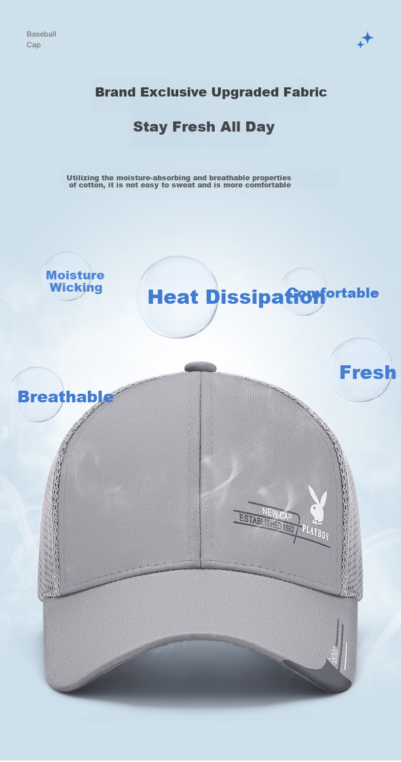 PLAYBOY Baseball Cap for Men And Women, Sun Protection Adjustable Half Mesh Breathable Travel Visor Hat for All Seasons 5