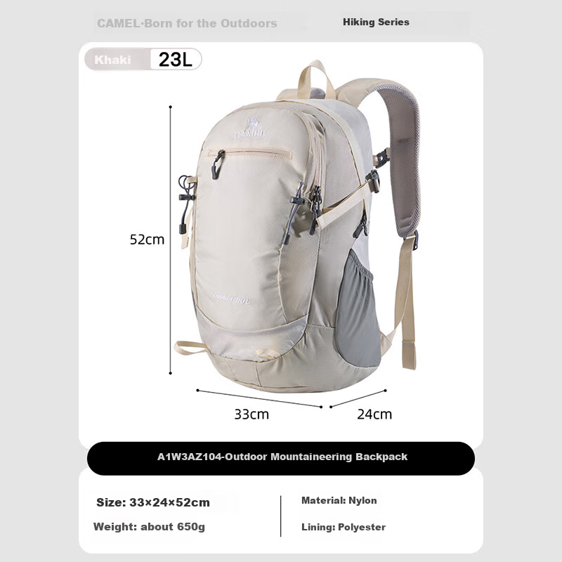 CAMEL Outdoor Sports Backpack for Men And Women, Hiking Travel Casual Waterproof Rucksack A1W3AZ104A Light Khaki