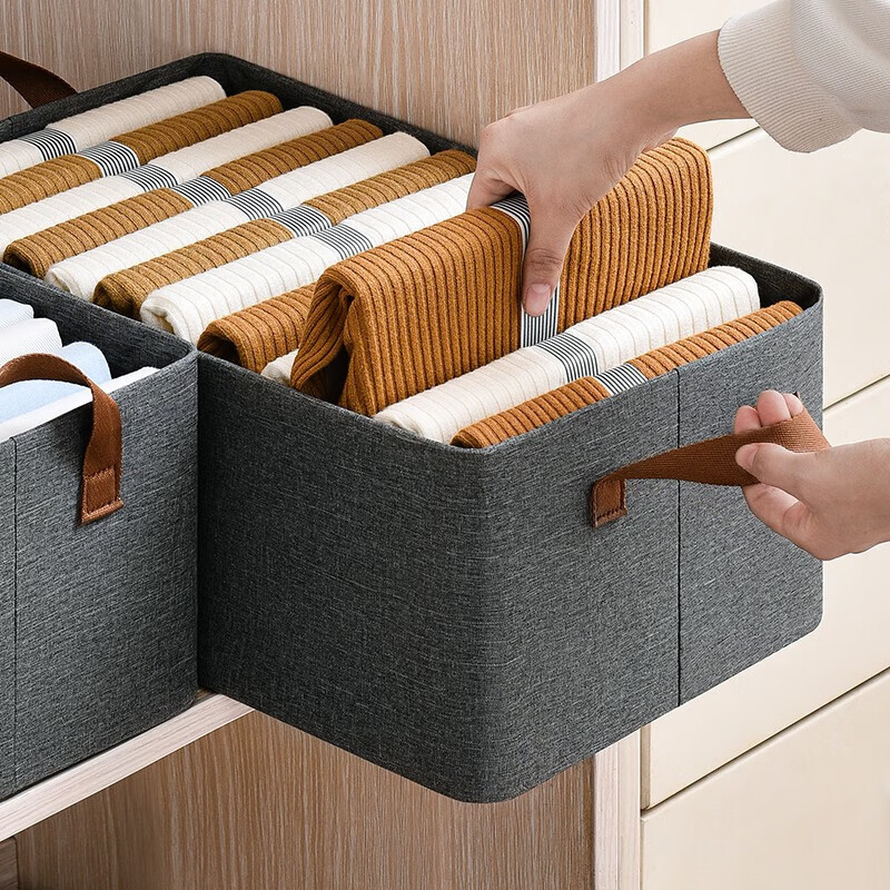 Left Corner Clothes Storage Box Wardrobe Foldable Fabric Organizer Large Capacity Clothing and Pants Storage - Dark Gray