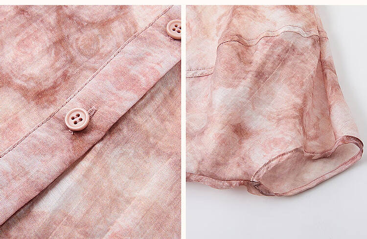 Dme [Bolimamanbo] Summer Flowy Cloud Brocade Thick-Printed Shirt, Stylish Divided Mid-Sleeve Blouse, Women's Top 15
