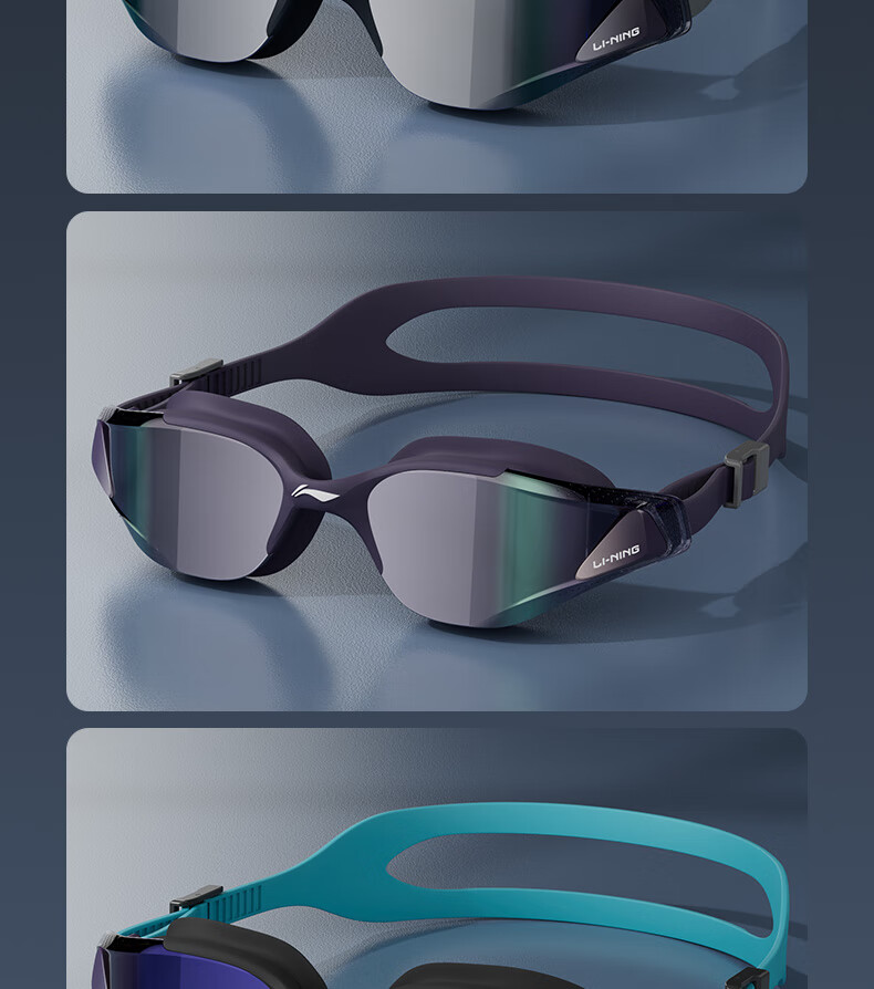 Li-Ning Swimming Goggles for Men And Women, Stylish Comfortable Coated Swimming Glasses, High-Definition Waterproof Anti-Fog Swim Glasses 2793 Blue And Black 11