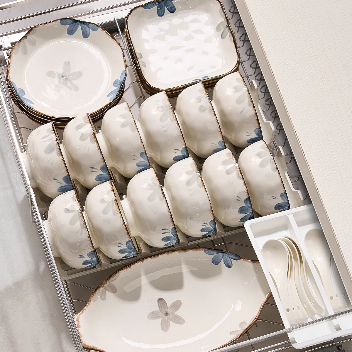 Mose Ceramic Dinnerware Set, 2025 New Style, Underglaze Color Japanese-Style Housewarming Plates And Bowls, 20 Pieces