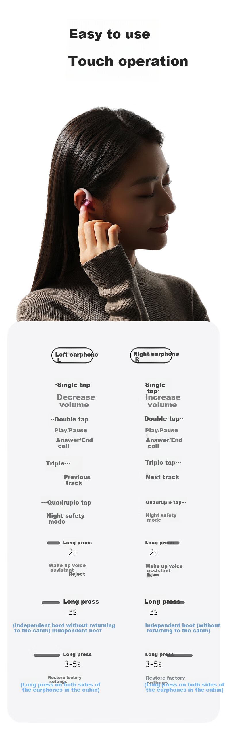 ACEFAST Jisu [Subsidies] Luminous Open-Ear Bluetooth Headphones with Long Battery Life, Call Noise Reduction, Sports Cycling Sweat-Resistant Gaming Earphones Non-Bone Conduction Over-Ear Style 15