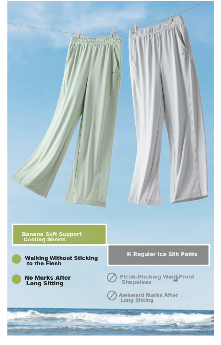 Beneunder Women's Wide-Leg Casual Pants with Elastic Ankle Cuffs, Sports Sun Protection Trousers, Ice Silk Quick-Dry Spring And Summer Style 25 Soft Support AL845 5