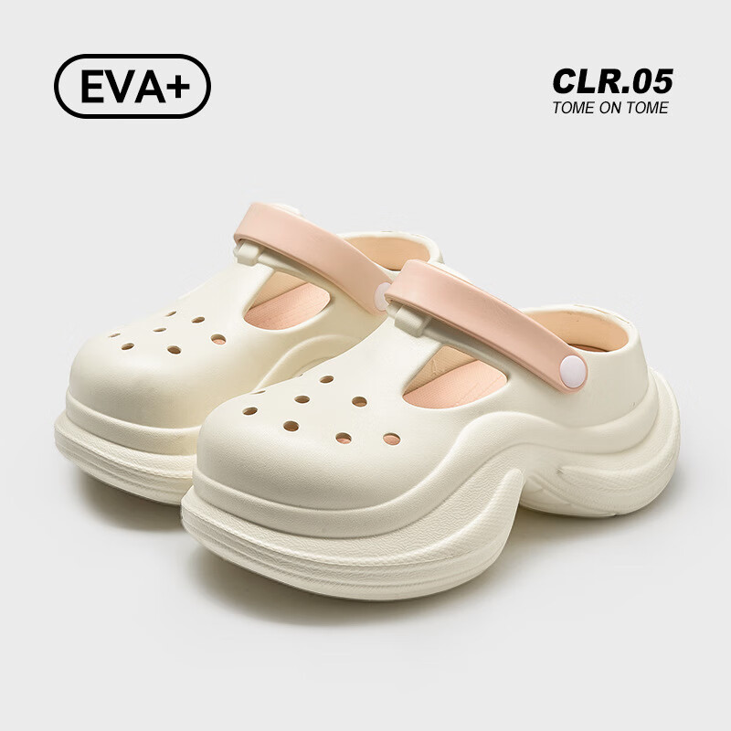 Guoluofi Height Increasing Thick Sole Slim Waist Hole Shoes for Women Outdoor Non-slip Beach Fashion EVA Open Toe Sandals Sky Blue 38