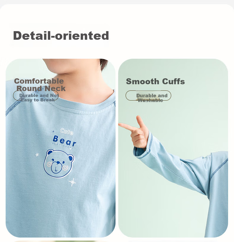 Fenteng Children's Pajamas, Spring New Arrival, Pure Cotton Cute Bear Design, Breathable Boys' Loungewear 10