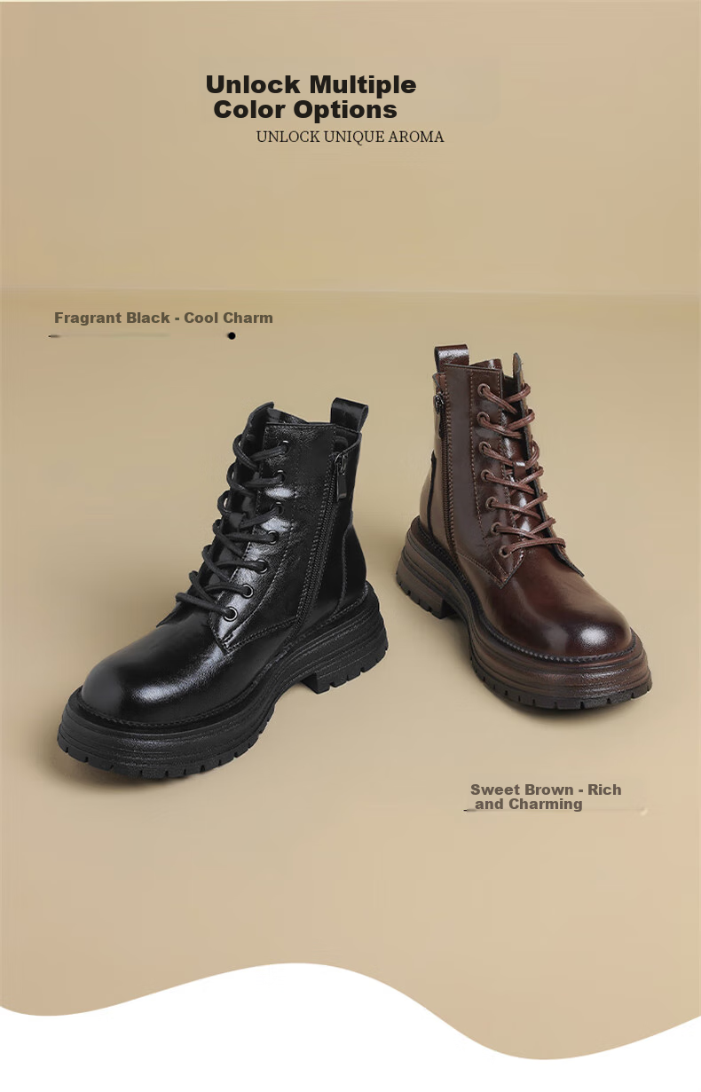 DAPHNE Black Martin Boots for Women, Autumn And Winter Fleece-Lined Thick-Soled Heightening 2025 New Style Boots, British Style Low-Cut Ankle Boots 2