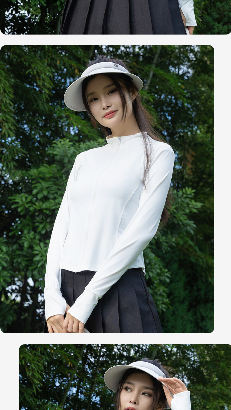 BOPRUIEY Women's Summer Slim Fit Stand Collar UV Protection Ice Silk Cooling Sunscreen Jacket 18