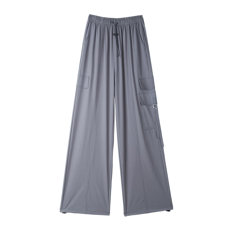 Women's Free Style Cargo Pants Summer Thin Ice Silk Quick-Dry Paratrooper Hiking Pants 2026 New High-Waist Slim Casual Wide-Leg Pants