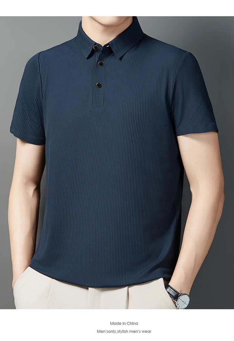 LangSha Polo Shirt for Men, Summer Quick-Dry Ice Silk Cool-Feeling T-Shirt, Loose-Fitting Business Versatile Collared Short-Sleeve, Father's Day Gift 17