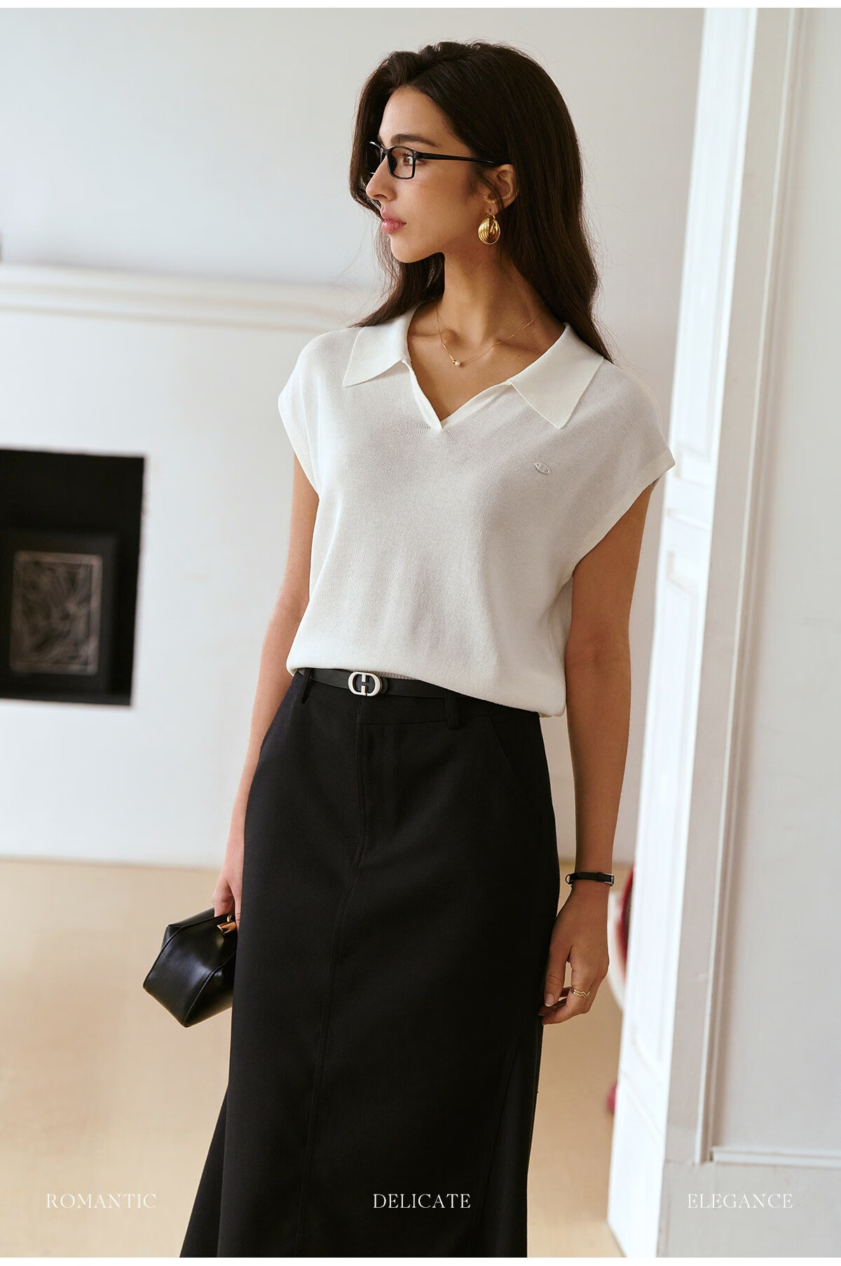 Olrain POLO Collar Knit Sweater for Women, Spring And Summer Commuter Short-Sleeve Pullover Top, Blue, Size M 28