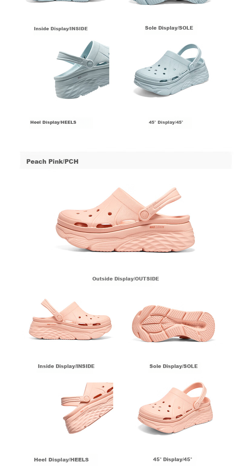Skechers Spring And Summer Bubble Shoes, Thick-Soled Heightening Sandals, Hole Shoes, Slippers 111127, All Black/BBK, Size 39 10