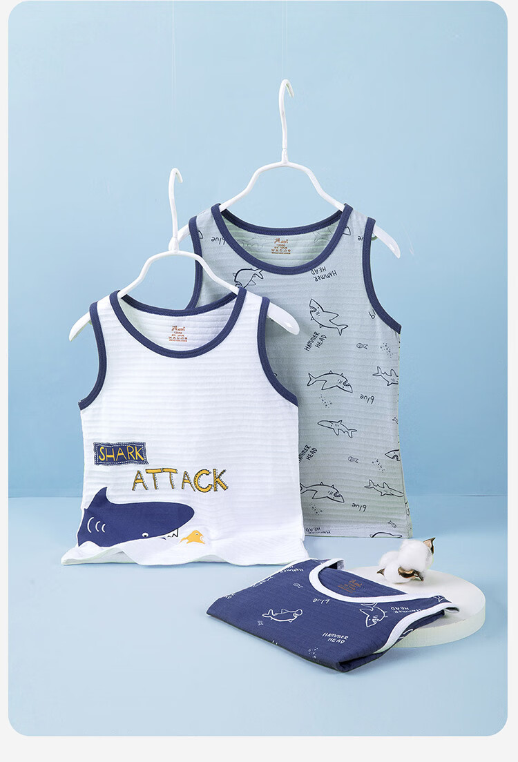 Dingguagua Kids Vest 3-Pack Cotton Striped Summer Breathable Thin Sleeveless Boys Base Shirt Set 1 Size 140 4