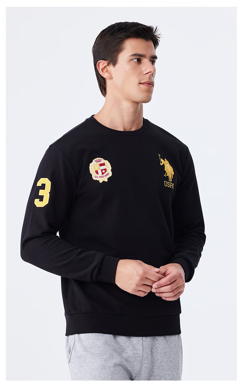 U.S. POLO ASSN. Men's Sweatshirt Autumn Crewneck Trendy Loose Long Sleeve T-Shirt Casual Top Navy Blue M 13