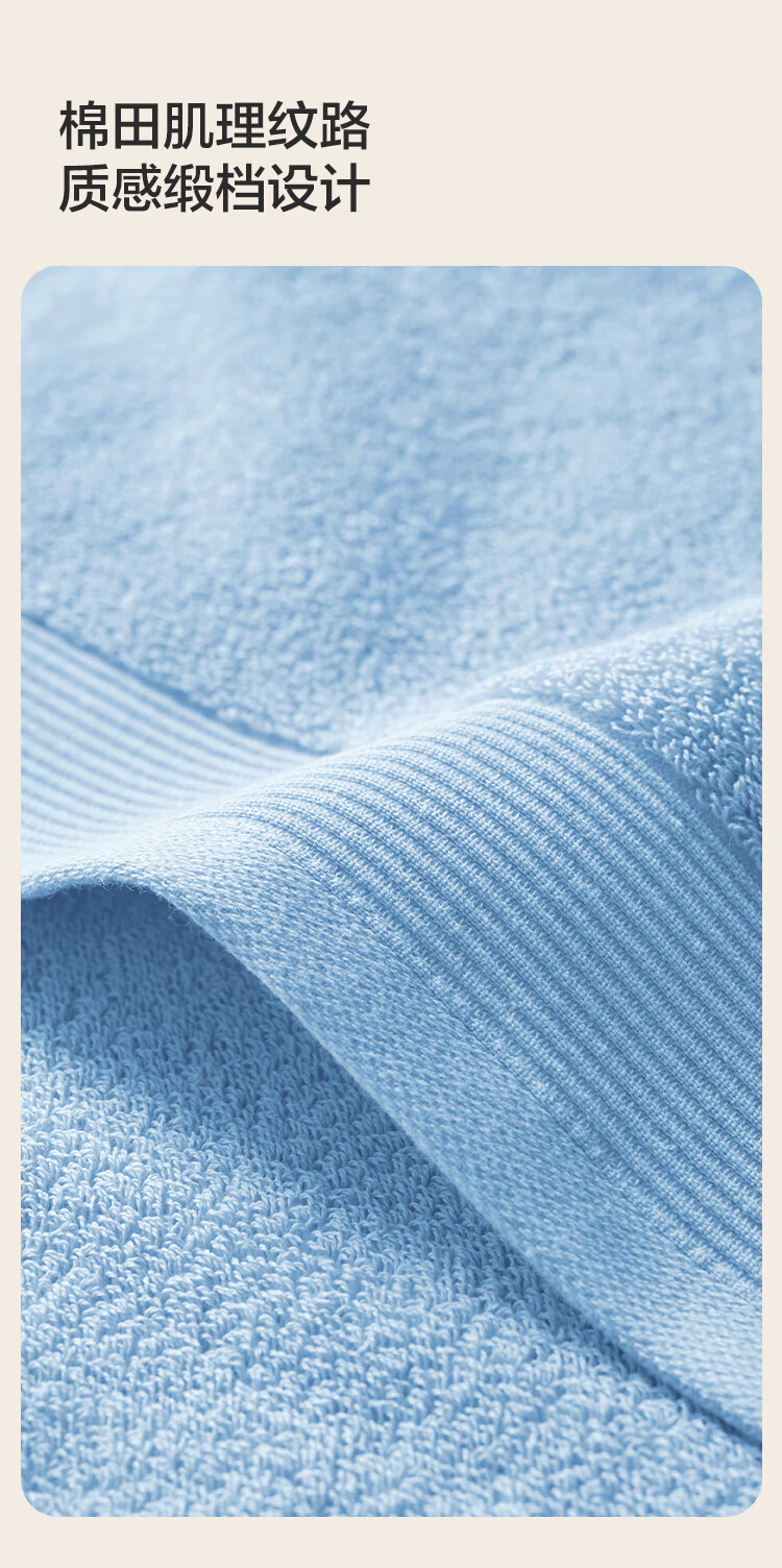 JD Original 138g Thickened Muliandai Towel, 10A Antibacterial And Anti-Mite, Pure Cotton Men's Face Towel, 2 Pieces, Blue + Gray 12
