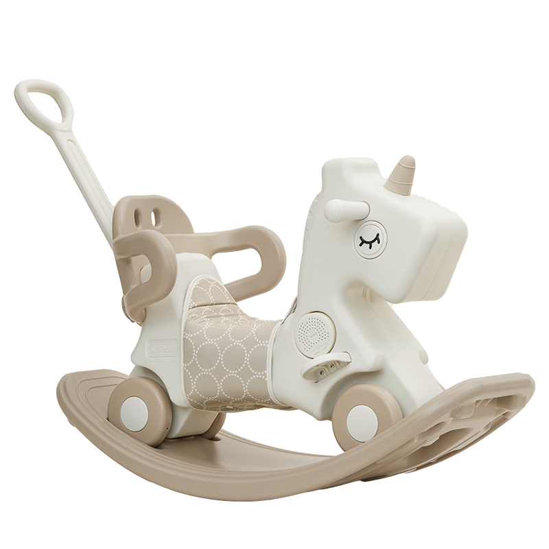 BEIESTATE Unicorn Children's Rocking Horse Wooden Horse Toy Multifunctional Rocker Baby First Birthday Gift - BEIESTATE Khaki 7